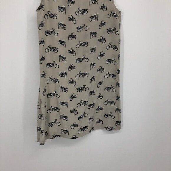 Equipment Ryder Silk Motorcycle print sleeveless shirt dress  small tan black - Picture 11 of 16